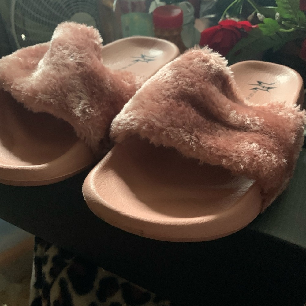 Pink LFL Faux Fur Slides